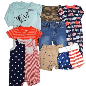 Baby Boys 12M Clothing Bundle Shirts Shorts‎ Pants Cat Jack Carter Camo Outfit